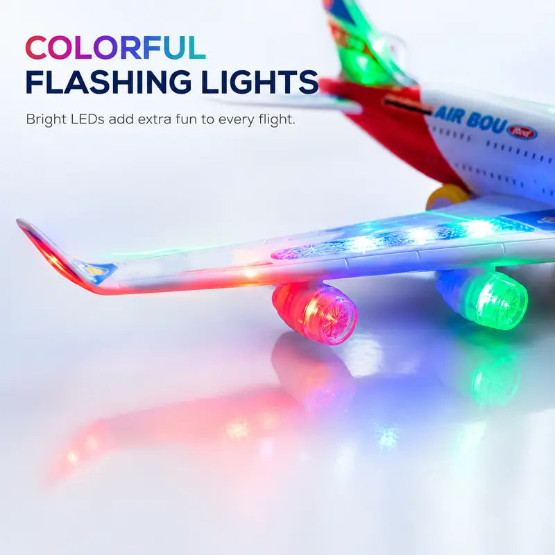 Bump & Go Instantly! No-Stop Light-Up Musical Airplane
