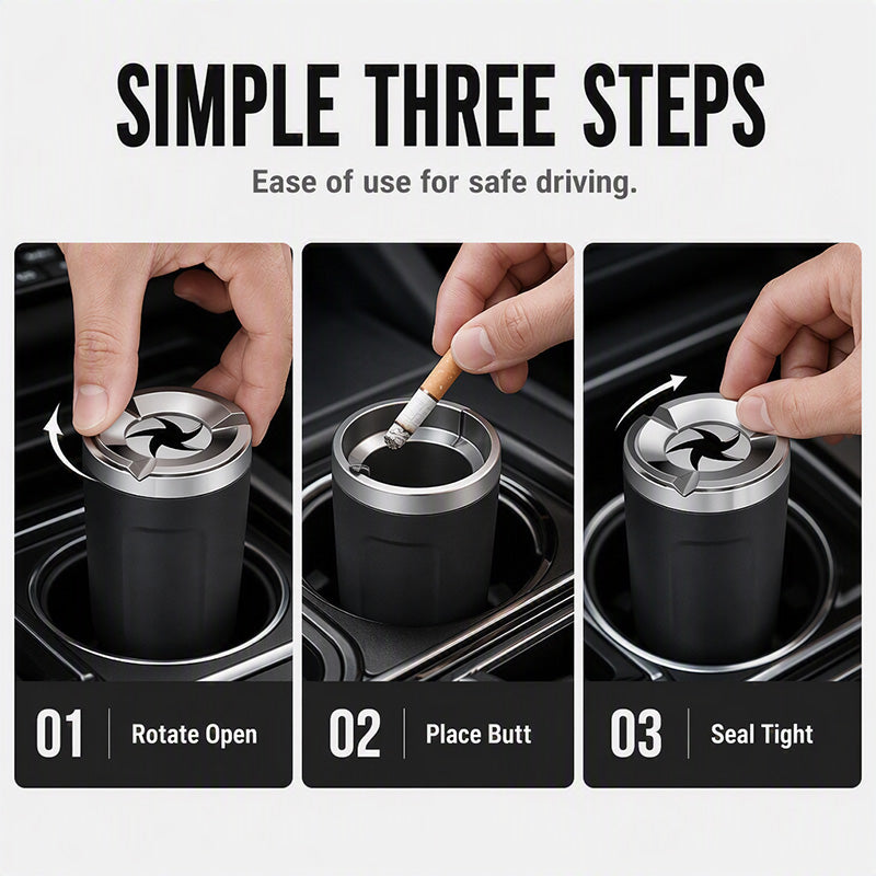 Contain Ash Instantly! No-Odor Rotating Ceramic Car Ashtray