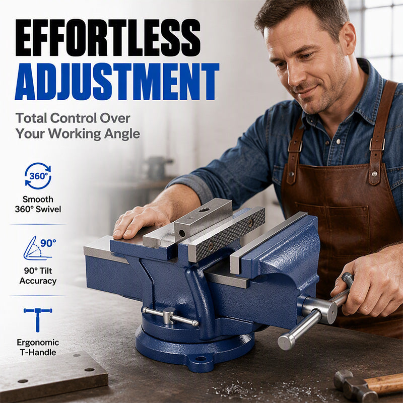 Clamp Any Angle Instantly! No-Mark 360° Swivel Bench Vise
