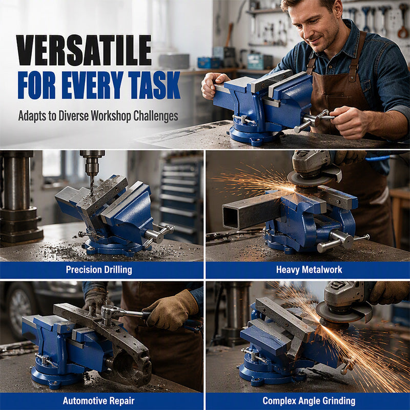 Clamp Any Angle Instantly! No-Mark 360° Swivel Bench Vise