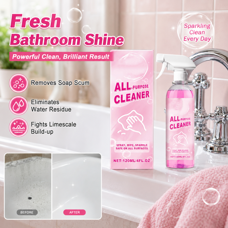 🛁50% OFF NOW! All‑Purpose Bathroom Cleaner Spray, Powerful Multi‑Surface Bathroom Stain Remover, Effectively Remove Soap Scum, Water Residue & Limescale for Tub, Sink & Tile