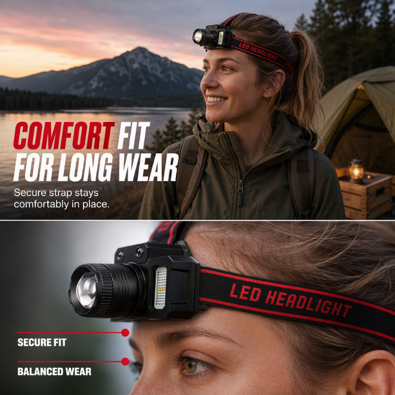 Illuminate Hands-Free Instantly! Motion Sensor Rechargeable Headlamp