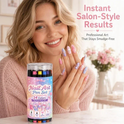Create Nail Art Instantly! 24-Color Dual-Ended Nail Pens Set