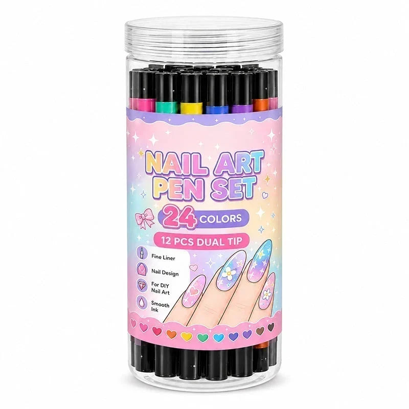 Create Nail Art Instantly! 24-Color Dual-Ended Nail Pens Set