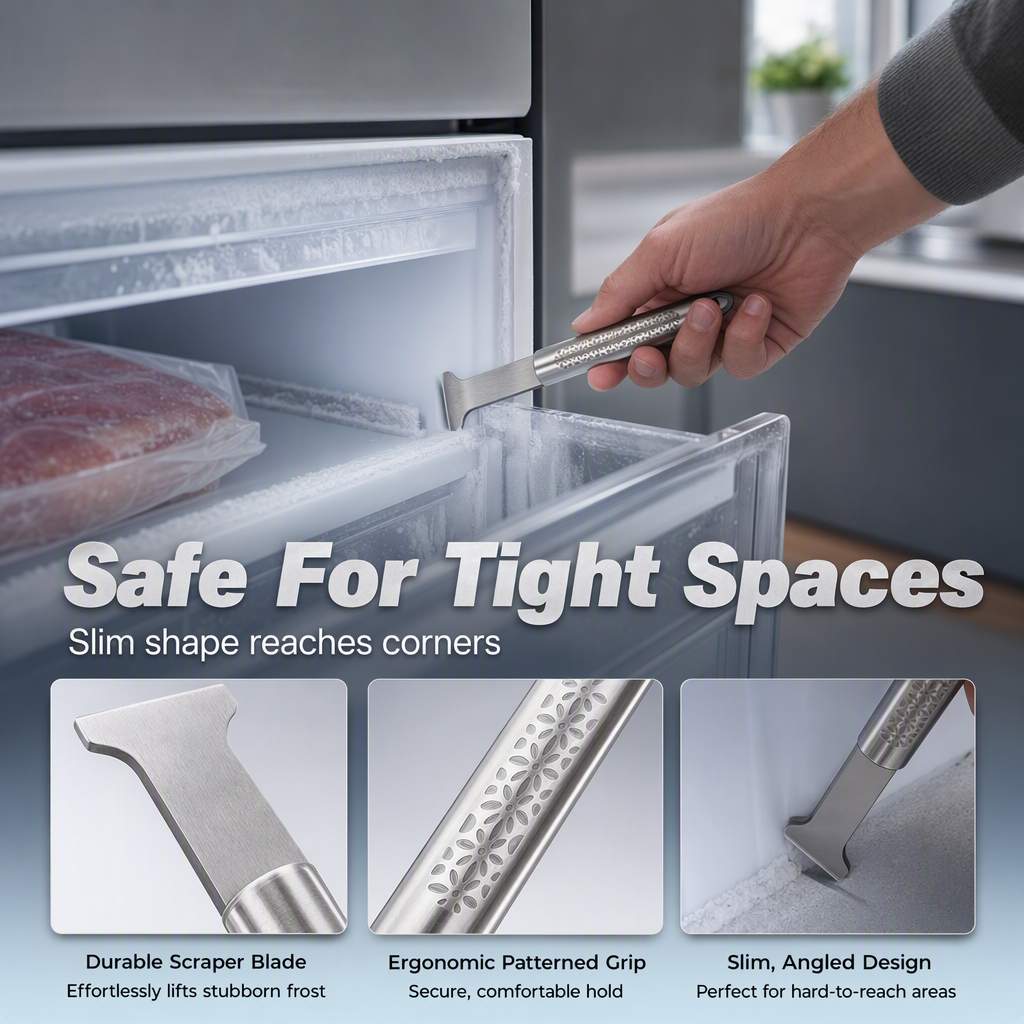 Clear Freezer Frost Instantly! Heavy-Duty Stainless Steel Ice Scraper