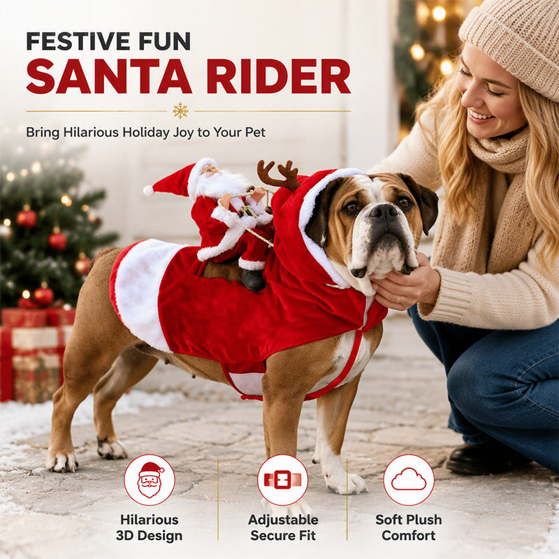 Funny Christmas Dog Reindeer Riding Costume