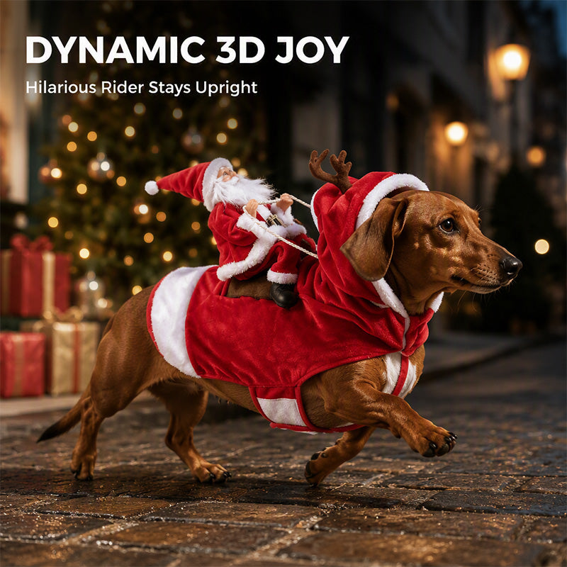 Funny Christmas Dog Reindeer Riding Costume