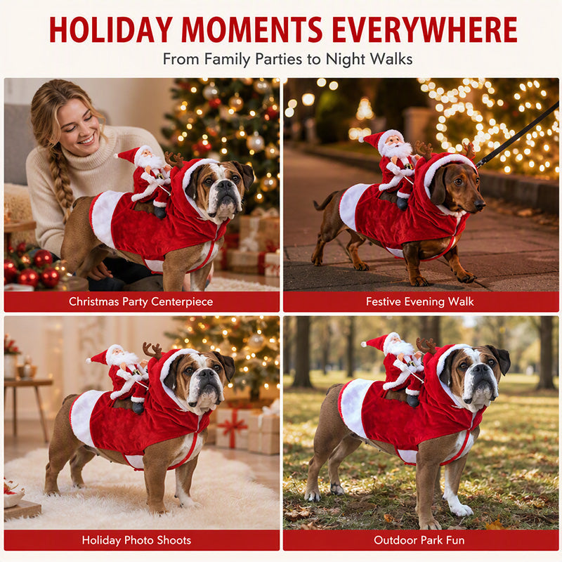 Funny Christmas Dog Reindeer Riding Costume