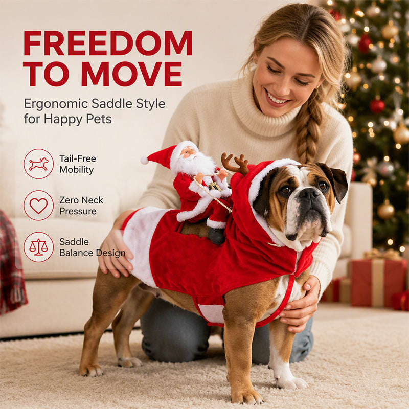 Funny Christmas Dog Reindeer Riding Costume
