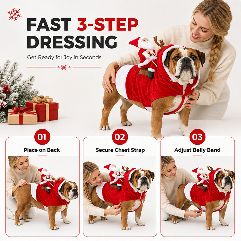 Funny Christmas Dog Reindeer Riding Costume