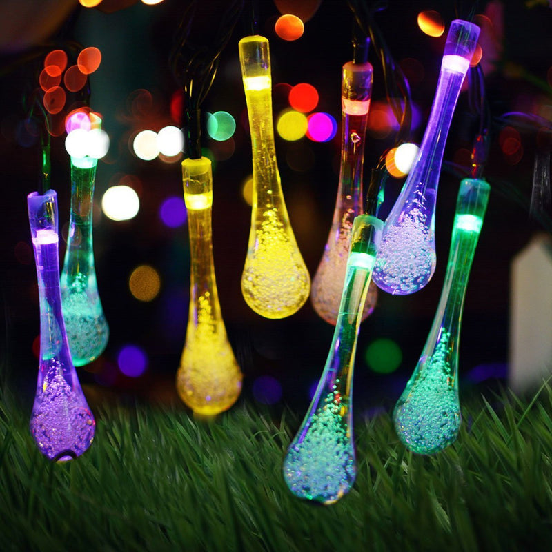 Light Up Anywhere Instantly! Solar No-Cord Waterdrop String Lights