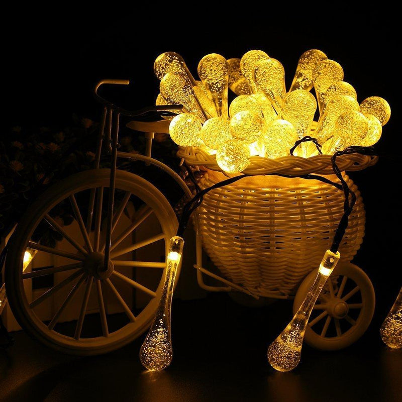 Light Up Anywhere Instantly! Solar No-Cord Waterdrop String Lights