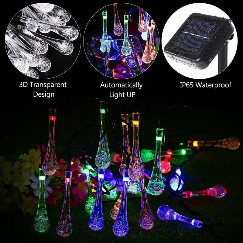 Light Up Anywhere Instantly! Solar No-Cord Waterdrop String Lights