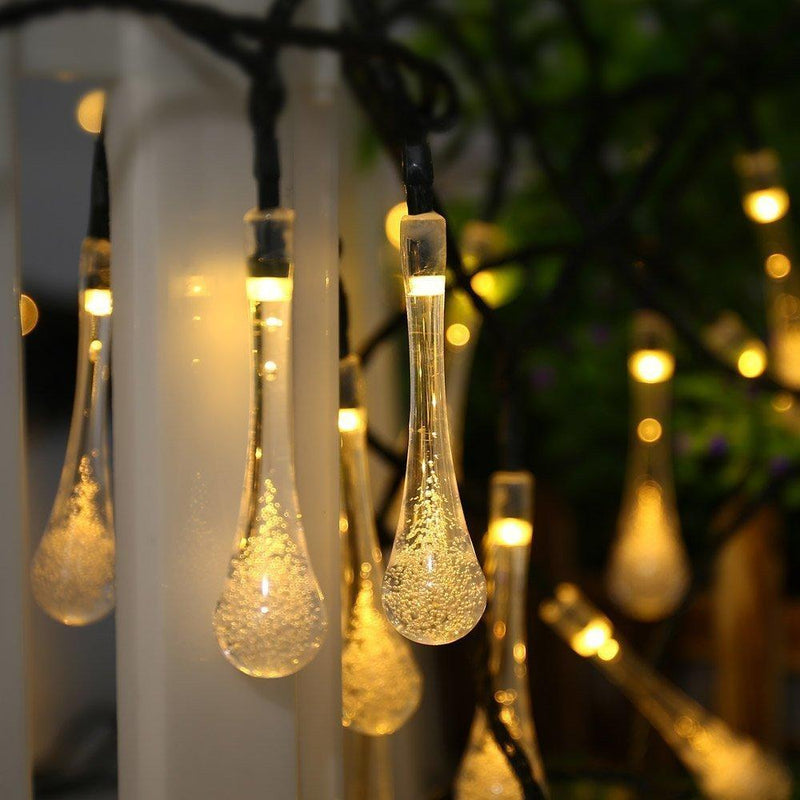 Light Up Anywhere Instantly! Solar No-Cord Waterdrop String Lights