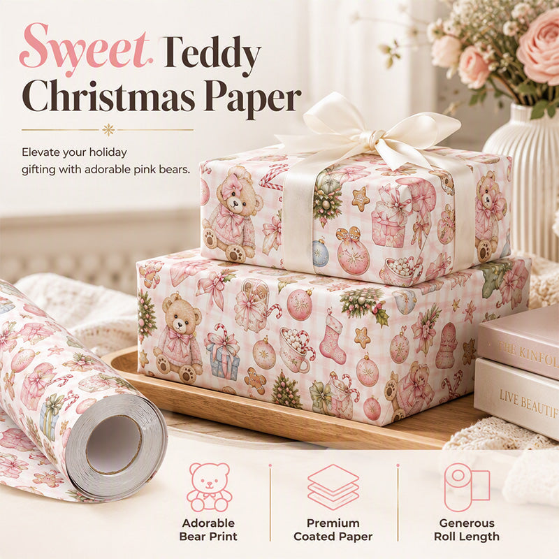 Cute Teddy Bear Christmas Gift Wrapping Paper