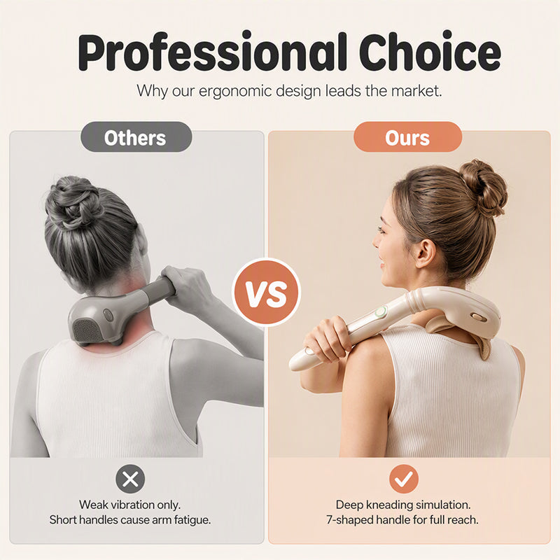 Relax Sore Muscles Instantly! Cordless Long-Handle Kneading Massager