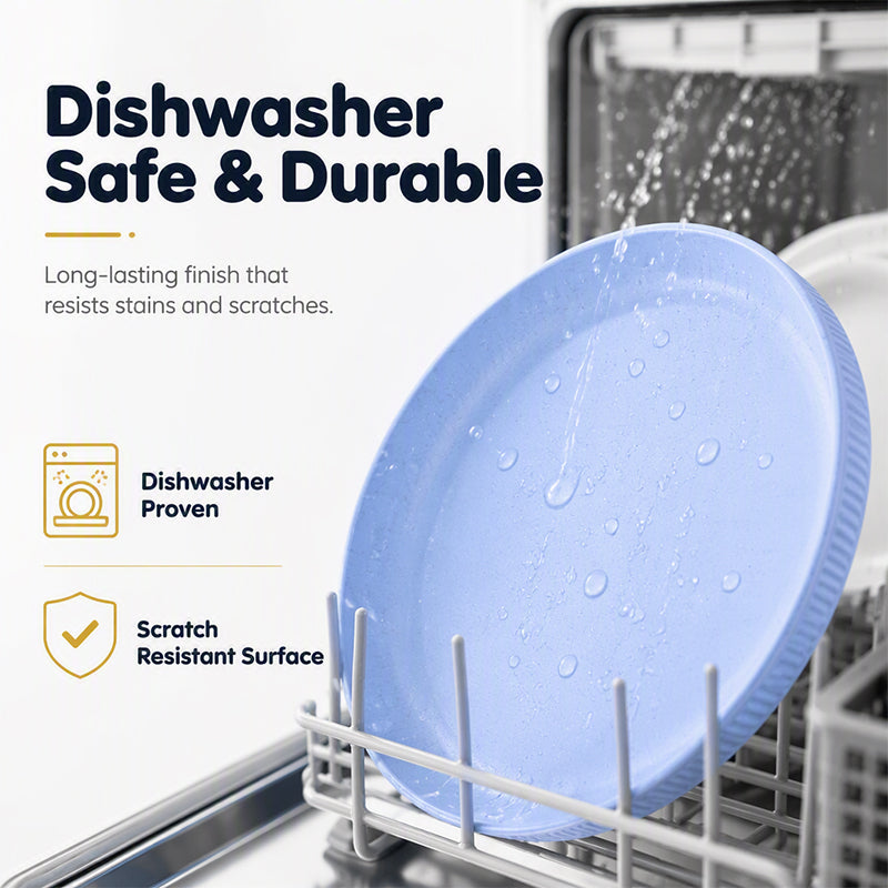 Serve Any Meal Anywhere! Unbreakable Dishwasher-Safe Wheat Plates