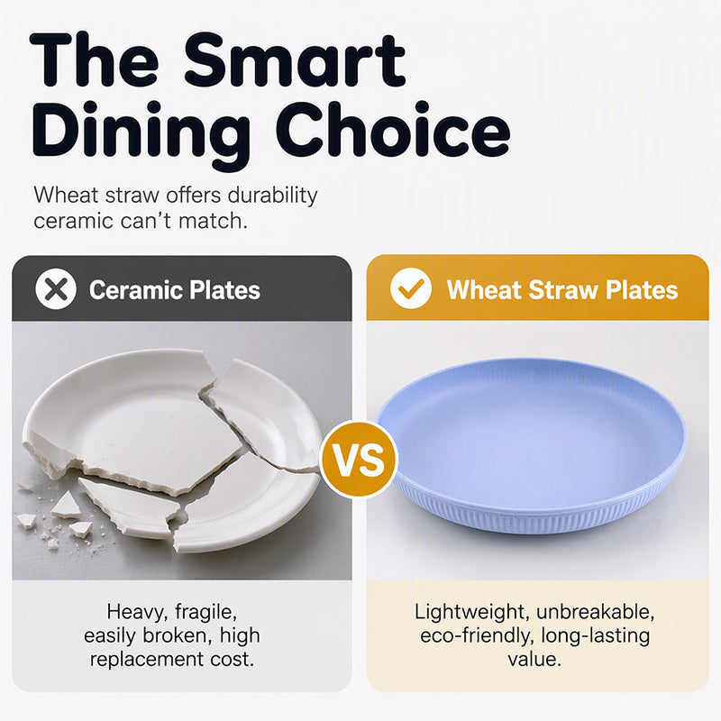 Serve Any Meal Anywhere! Unbreakable Dishwasher-Safe Wheat Plates