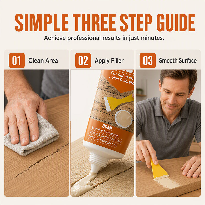 Fill Wood Gaps Instantly! Paintable No-Shrink Repair Filler