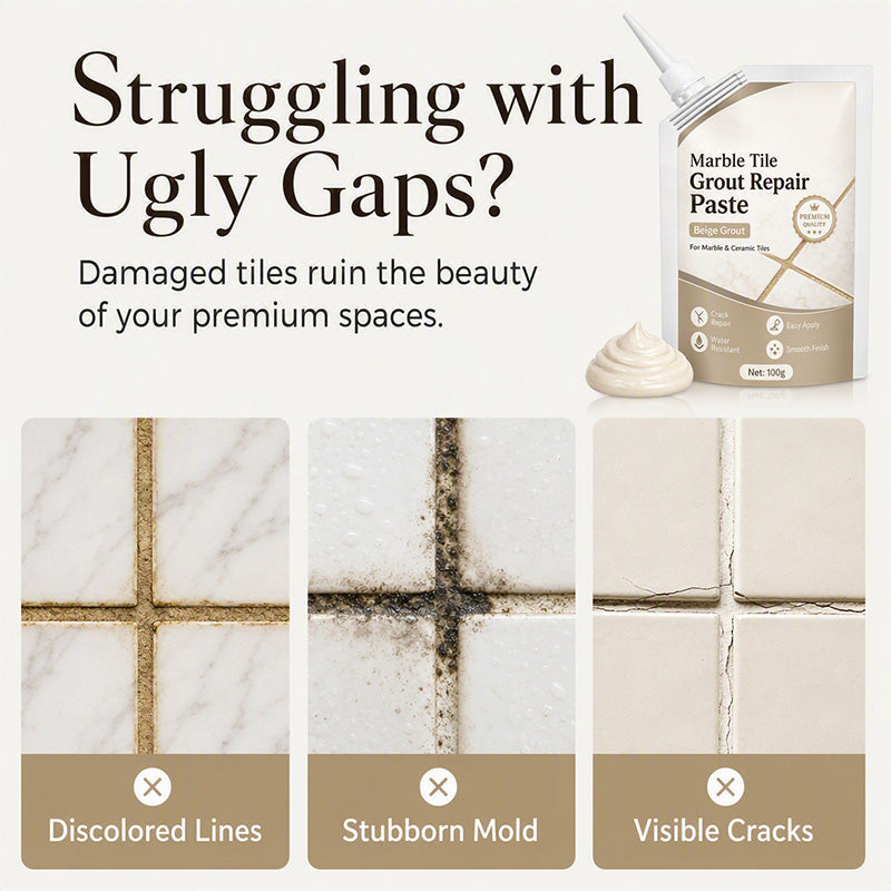Fill Tile Gaps Instantly! Waterproof No-Crack Grout Repair Paste