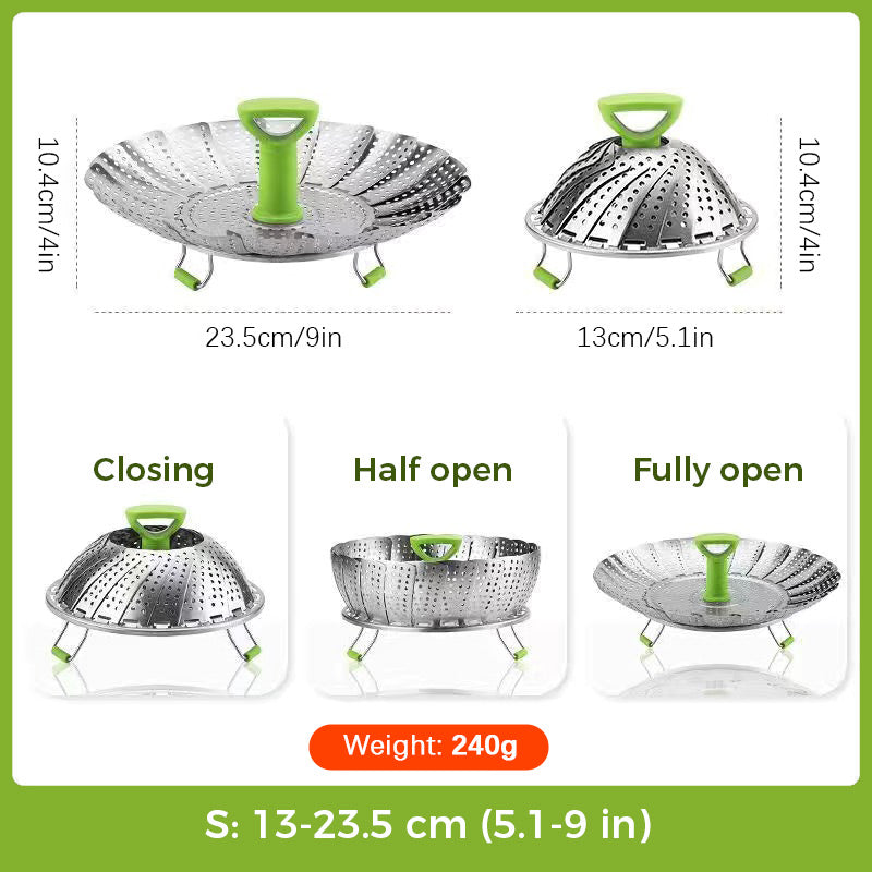 Steam Any Dish Instantly! No-Scratch Expandable Stainless Steamer
