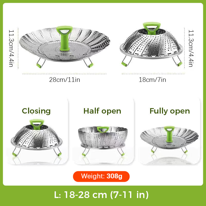 Steam Any Dish Instantly! No-Scratch Expandable Stainless Steamer