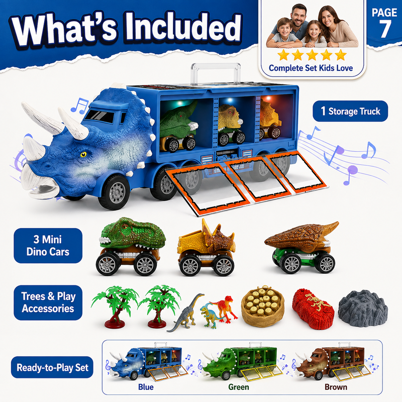 Launch Dino Fun Instantly! Light-Up No-Mess Storage Truck Playset