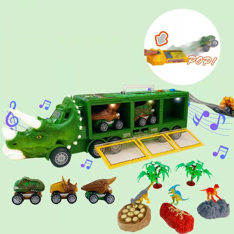 Launch Dino Fun Instantly! Light-Up No-Mess Storage Truck Playset