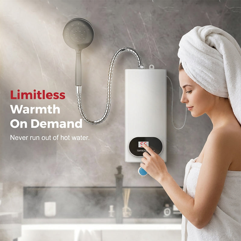 Heat Water Instantly! Tankless No-Wait Digital Shower Heater