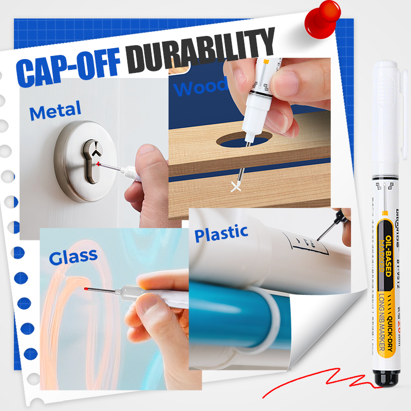 Mark Any Surface Instantly! No-Dry Cap-Off Oil-Based Marker