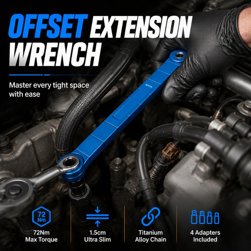 Reach Tight Bolts Instantly! No-Slip 72Nm Extended Ratchet Wrench