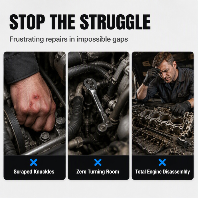 Reach Tight Bolts Instantly! No-Slip 72Nm Extended Ratchet Wrench
