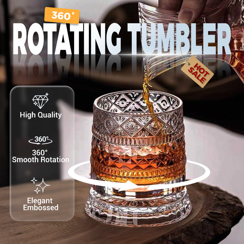 Spin Any Drink Instantly! No-Tip 360° Rotating Whiskey Glass