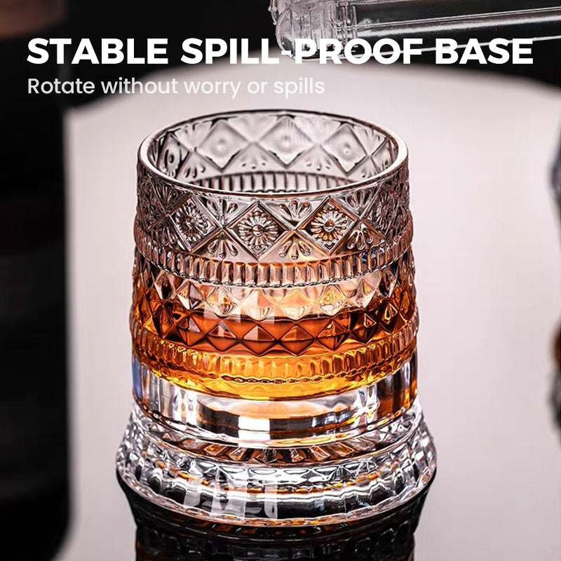 Spin Any Drink Instantly! No-Tip 360° Rotating Whiskey Glass