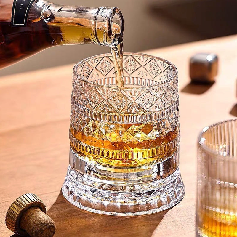 Spin Any Drink Instantly! No-Tip 360° Rotating Whiskey Glass