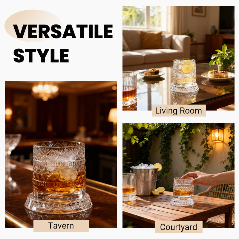 Spin Any Drink Instantly! No-Tip 360° Rotating Whiskey Glass