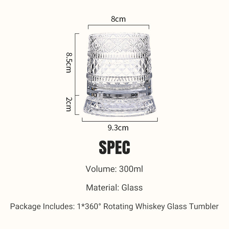 Spin Any Drink Instantly! No-Tip 360° Rotating Whiskey Glass