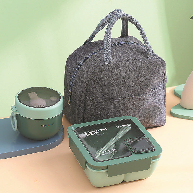 Portioned Microwave Lunch Box with Cutlery Storage