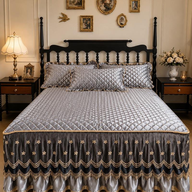 Hide Under-Bed Clutter Instantly! No-Slip Quilted Bed Skirt