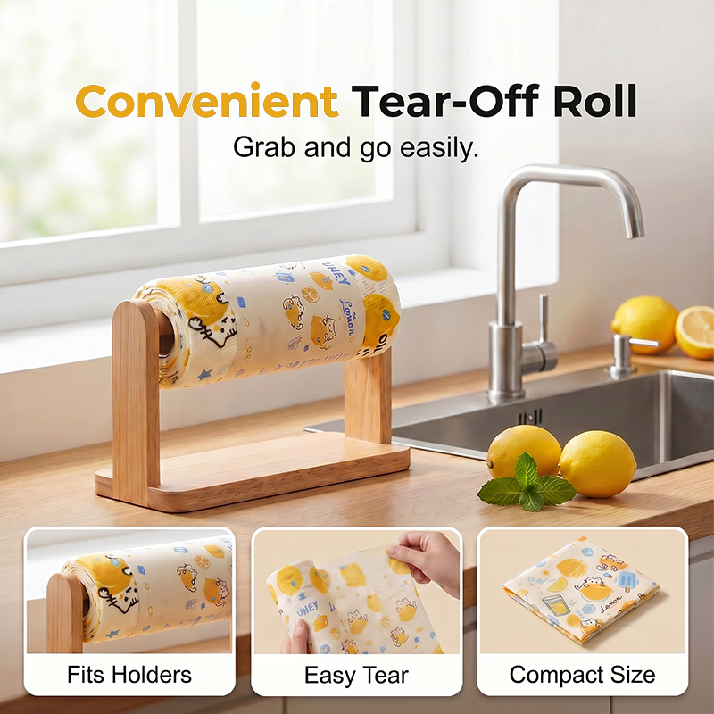 Wipe Spills Instantly! No-Streak Reusable Tear-Off Cleaning Cloths