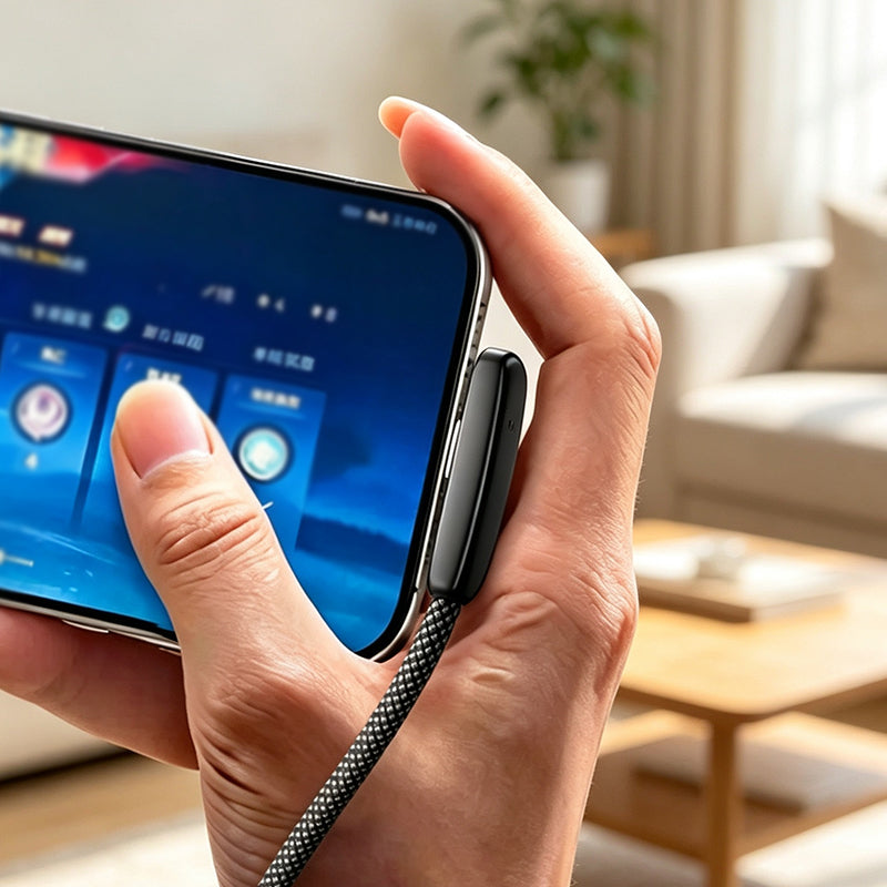 Charge While Gaming Instantly! No-Interference 100W Right-Angle Cable