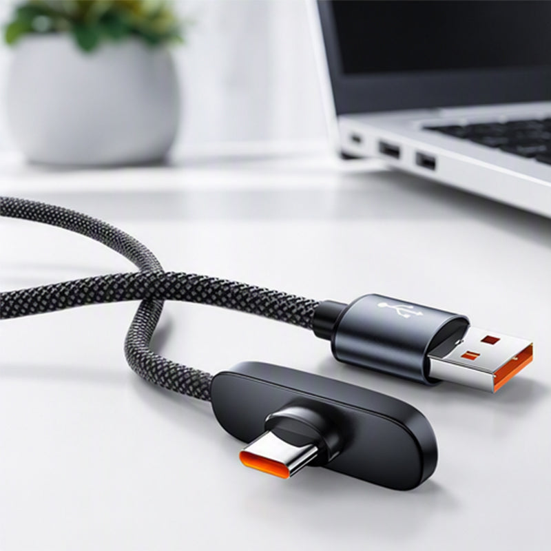 Charge While Gaming Instantly! No-Interference 100W Right-Angle Cable