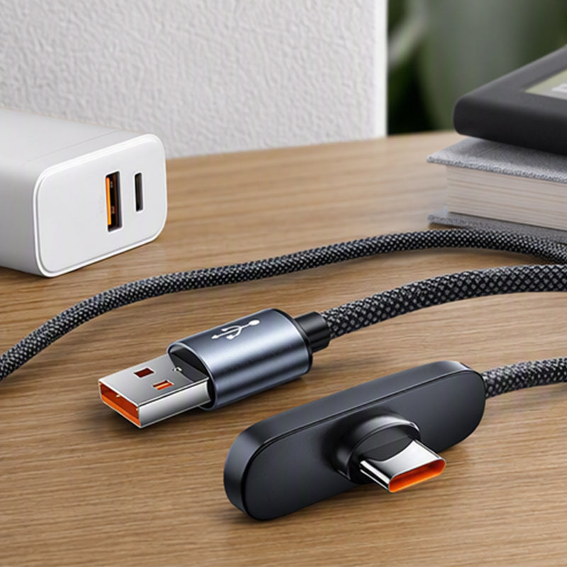 Charge While Gaming Instantly! No-Interference 100W Right-Angle Cable