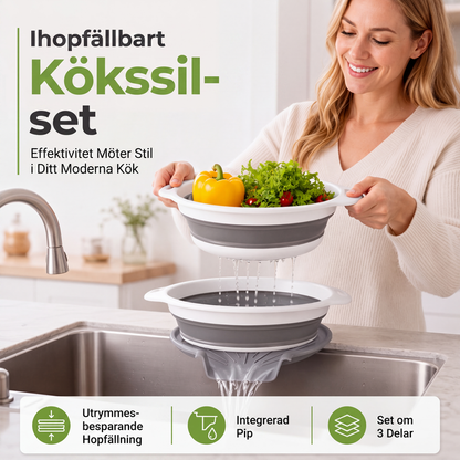 Drain Food Instantly! No-Mess 3-Piece Collapsible Colander Set