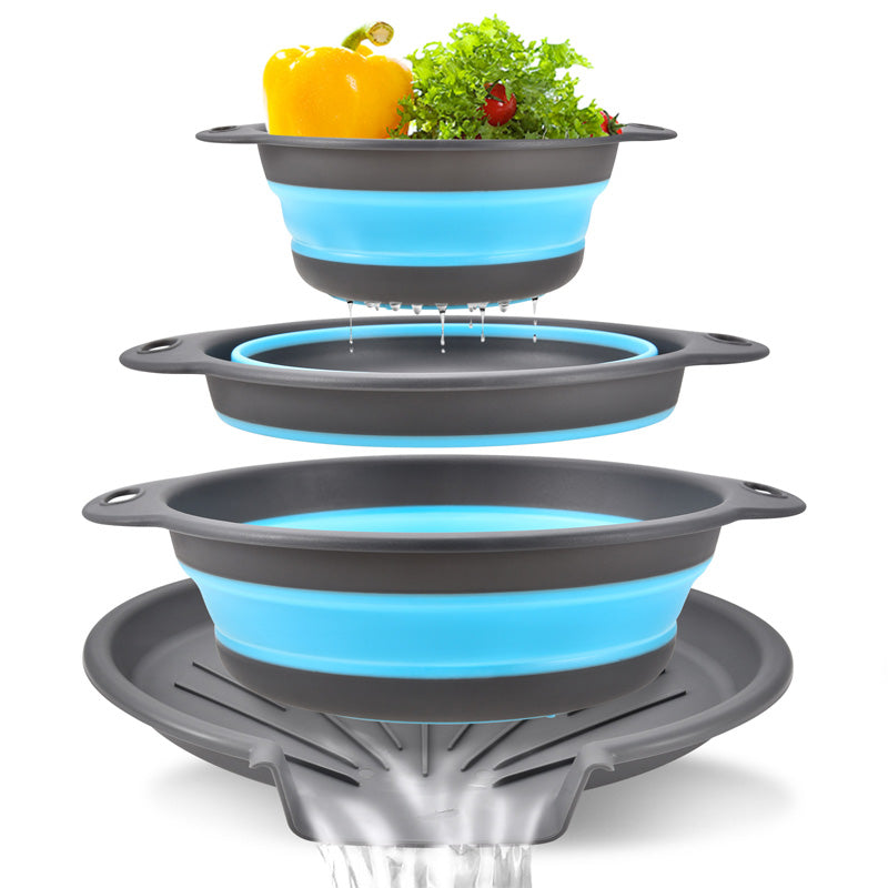 Drain Food Instantly! No-Mess 3-Piece Collapsible Colander Set
