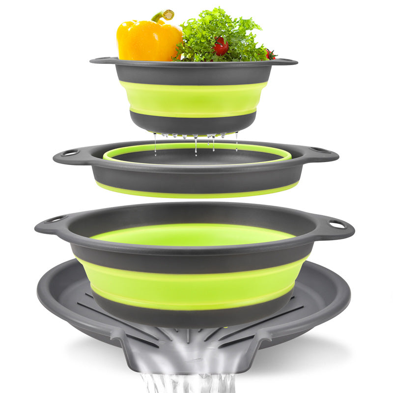 Drain Food Instantly! No-Mess 3-Piece Collapsible Colander Set