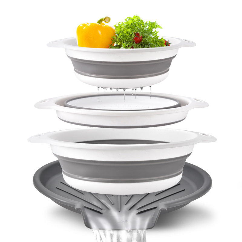 Drain Food Instantly! No-Mess 3-Piece Collapsible Colander Set