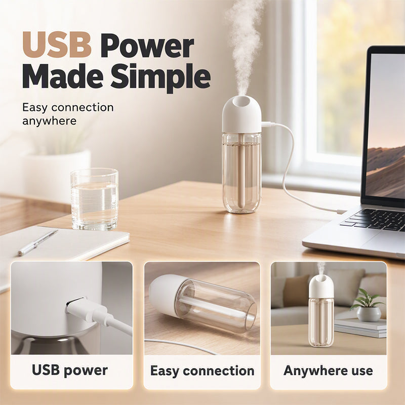 Humidify Any Car Instantly! No-Noise USB Cup-Holder Mist Diffuser
