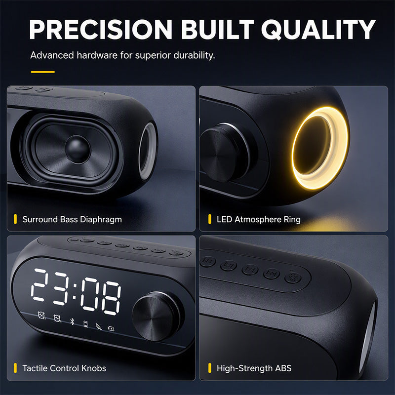 🔊50% OFF NOW! Multi‑Functional Portable Bluetooth Wireless Speaker‑ S8 Mirror Digital Alarm Clock Speaker, 360° Surround Sound Bedside Speaker with Dual Alarm & HD Mirror Display