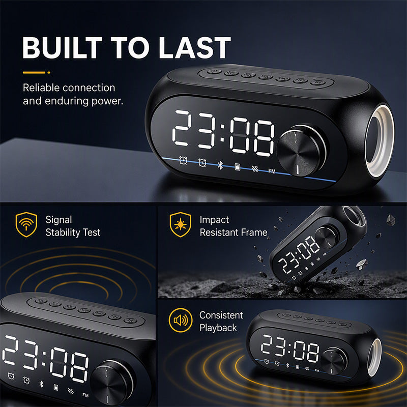 🔊50% OFF NOW! Multi‑Functional Portable Bluetooth Wireless Speaker‑ S8 Mirror Digital Alarm Clock Speaker, 360° Surround Sound Bedside Speaker with Dual Alarm & HD Mirror Display
